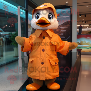 Orange Gosling mascot costume character dressed with a Parka and Cufflinks