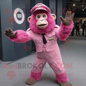 Pink bavian maskot kostume...