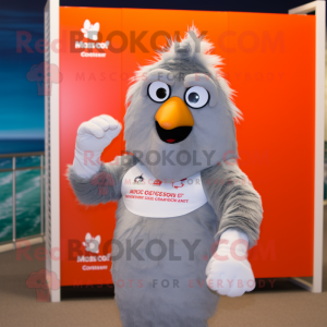 Silver Chicken Parmesan mascot costume character dressed with a Swimwear and Gloves