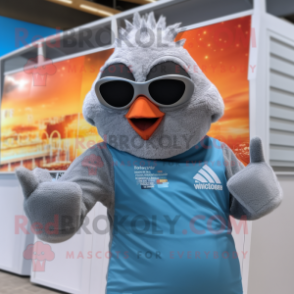 Silver Chicken Parmesan mascot costume character dressed with a Swimwear and Gloves