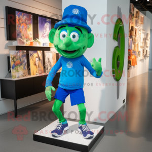 Blue Leprechaun Hat mascot costume character dressed with a Running Shorts and Hairpins