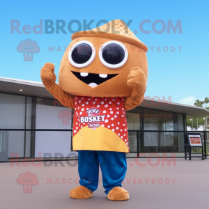 Rust Pop Corn mascot costume character dressed with a Swimwear and Scarves