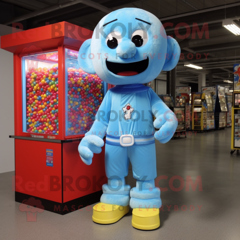 Sky Blue Gumball Machine mascot costume character dressed with a Cargo Shorts and Anklets