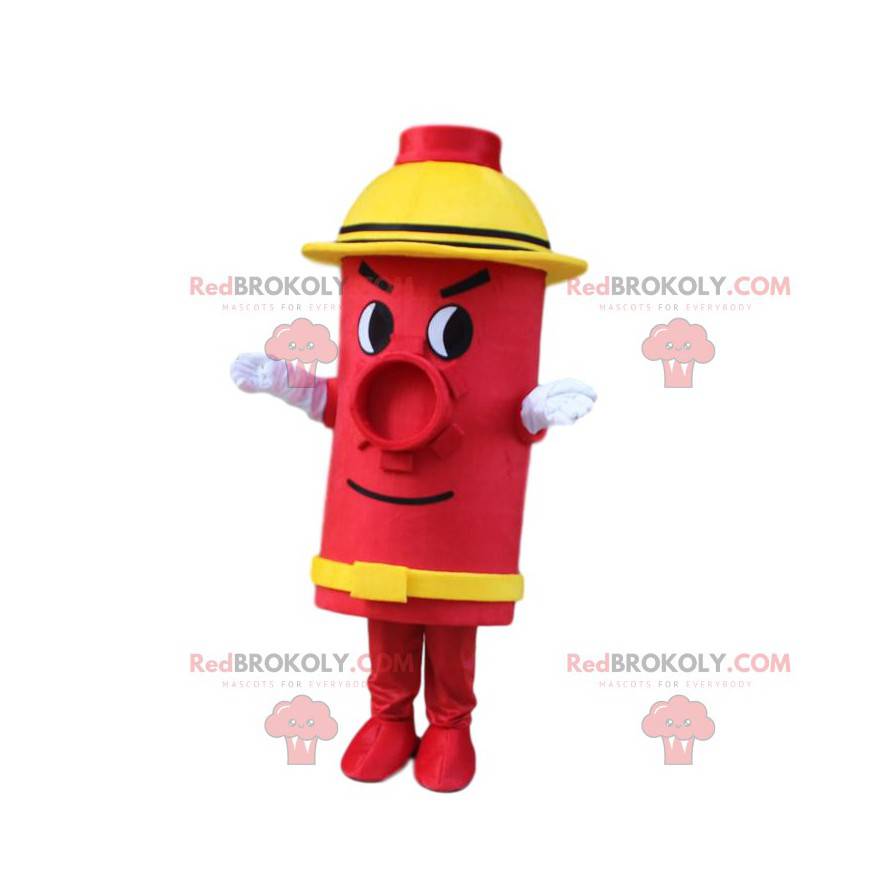 Mascote vermelho e amarelo hidrante, gigante - Redbrokoly.com