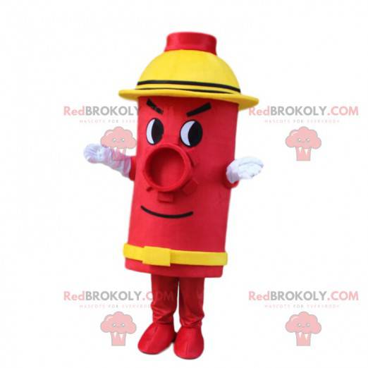 Mascote vermelho e amarelo hidrante, gigante - Redbrokoly.com