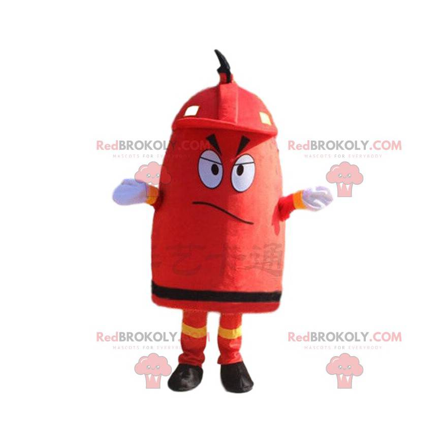 Gigantisk rød brannhydrant maskot, brannmannskostyme -