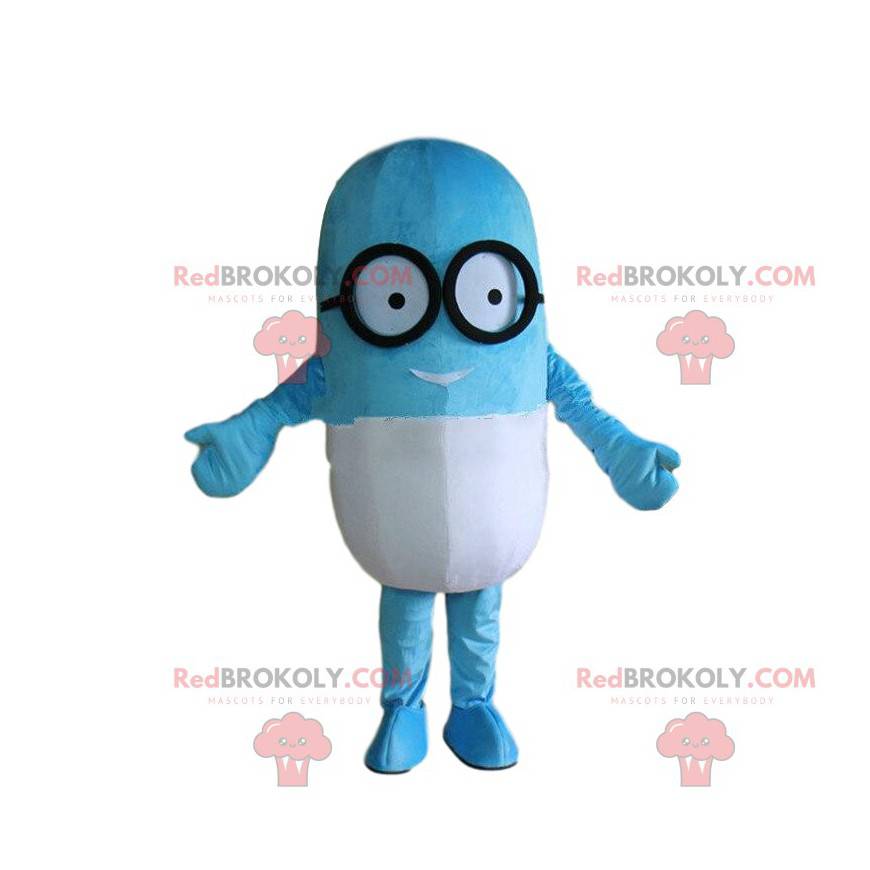 Pill mascot with glasses, giant drug costume - Redbrokoly.com