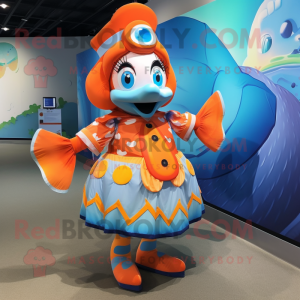 nan Clown Fish mascot costume character dressed with a Wrap Skirt and Bracelets