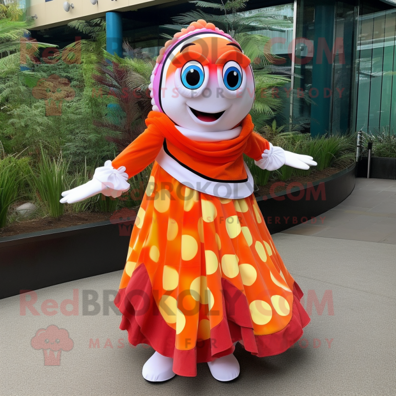 nan Clown Fish mascot costume character dressed with a Wrap Skirt and Bracelets