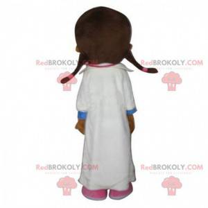 Mascota enfermera con bata blanca, disfraz de doctor -