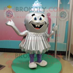 Silver Cupcake mascot costume character dressed with a Swimwear and Shoe clips