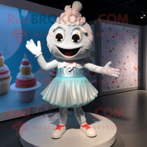Silver Cupcake mascot costume character dressed with a Swimwear and Shoe clips