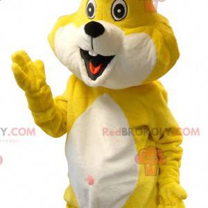Kæmpe hvid og gul kaninmaskot - Redbrokoly.com