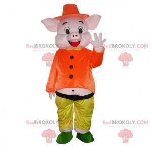 Mascot of one of the pigs of the "3 little pigs" -