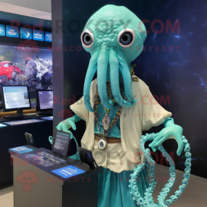 Turquoise Kraken mascotte...