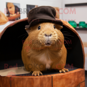 Brown Guinea Pig mascot costume character dressed with a Jeggings and Hats