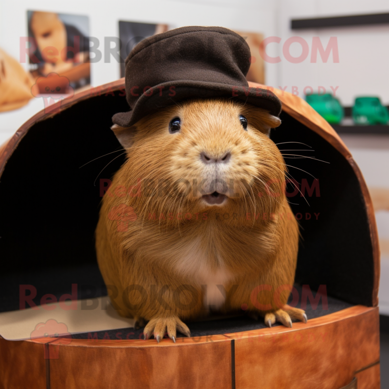 Brown Guinea Pig mascot costume character dressed with a Jeggings and Hats