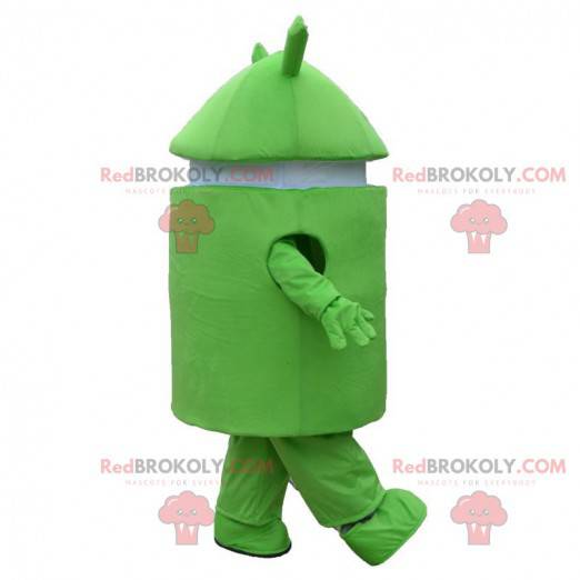 Mascote Android, fantasia de robô verde e branco, fantasia de