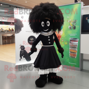 Black Irish Dancer mascot costume character dressed with a Jumpsuit and Hairpins