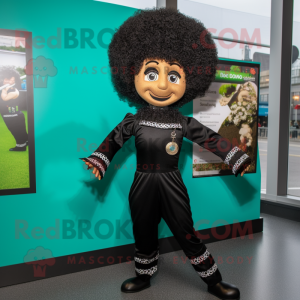 Black Irish Dancer mascot costume character dressed with a Jumpsuit and Hairpins