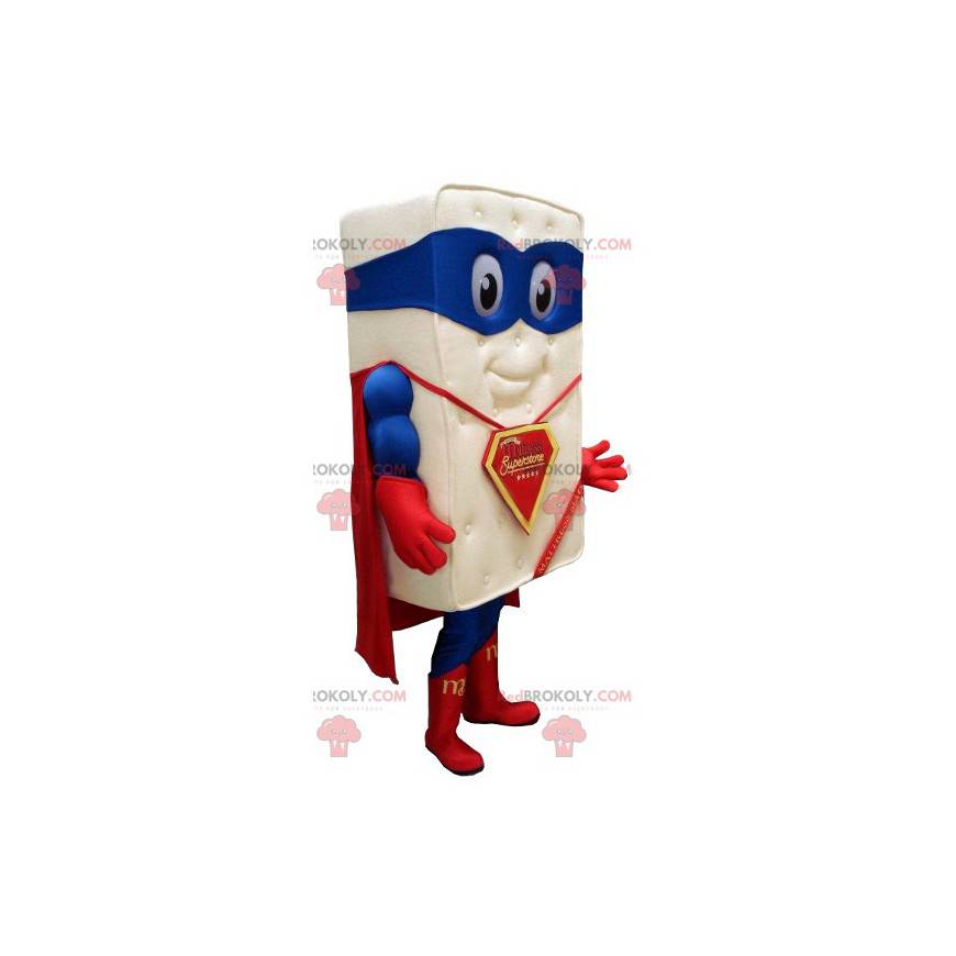 Kæmpe madras maskot klædt som en superhelt - Redbrokoly.com