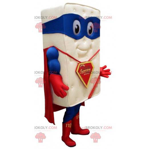 Giant mattress mascot dressed as a superhero - Redbrokoly.com