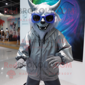 Silver Demon maskot kostym...