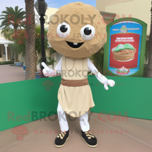 Tan Falafel maskot kostume...