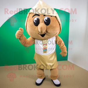 Tan Falafel mascot costume character dressed with a Capri Pants and Keychains