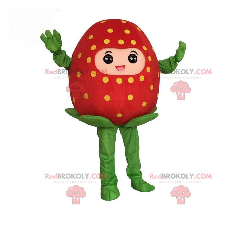 Gigantisk rød jordbærmaskot, jordbærdrakt - Redbrokoly.com