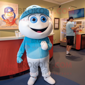 Cyan Clam Chowder mascot costume character dressed with a Baseball Tee and Watches