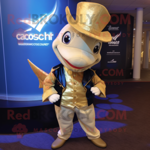 Gouden zwaardvis mascotte...