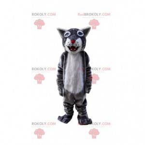 Mascotte de tigre gris et blanc, costume de félin géant -