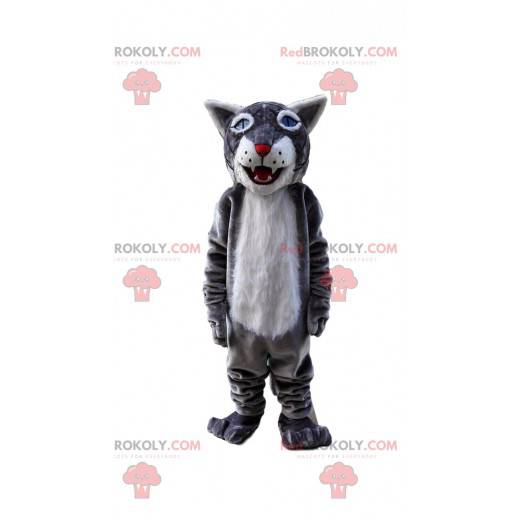 Šedý a bílý tygr maskot, obří kočičí kostým - Redbrokoly.com