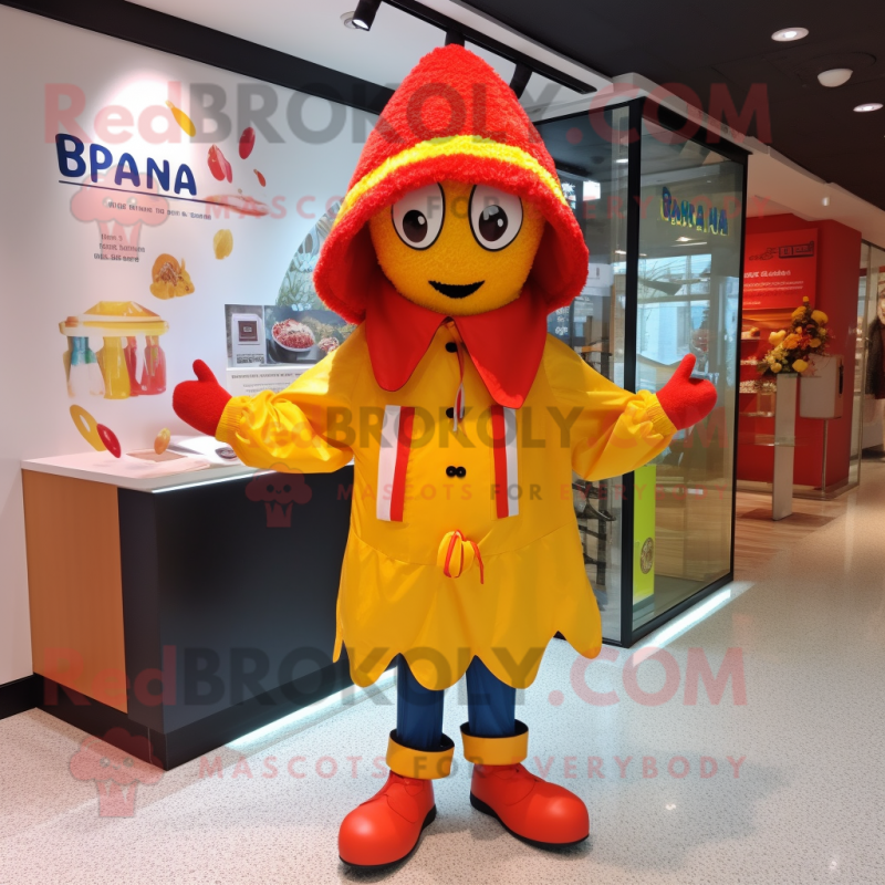 nan Paella mascot costume character dressed with a Windbreaker and Cummerbunds nan Paella mascot costume character dressed with a Windbreaker and Cummerbunds