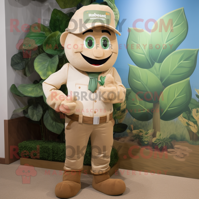 Tan Beanstalk mascot costume character dressed with a Jeans and Cufflinks Tan Beanstalk mascot costume character dressed with a Jeans and Cufflinks