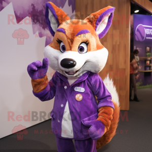 Purple Fox maskot kostym...