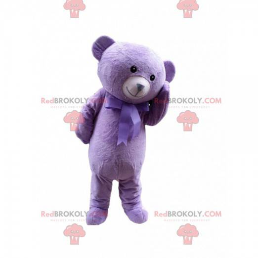 Maskot fialový medvídek, obří kostým fialového medvěda -