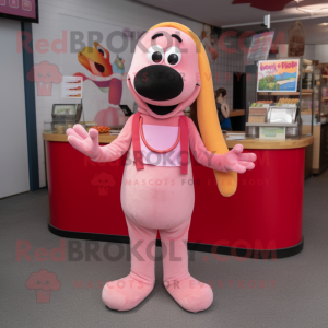 Rosa Hot Dog maskot kostym...