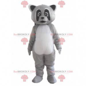 Mascotte de raton laveur tricolore, costume d'animal gris -