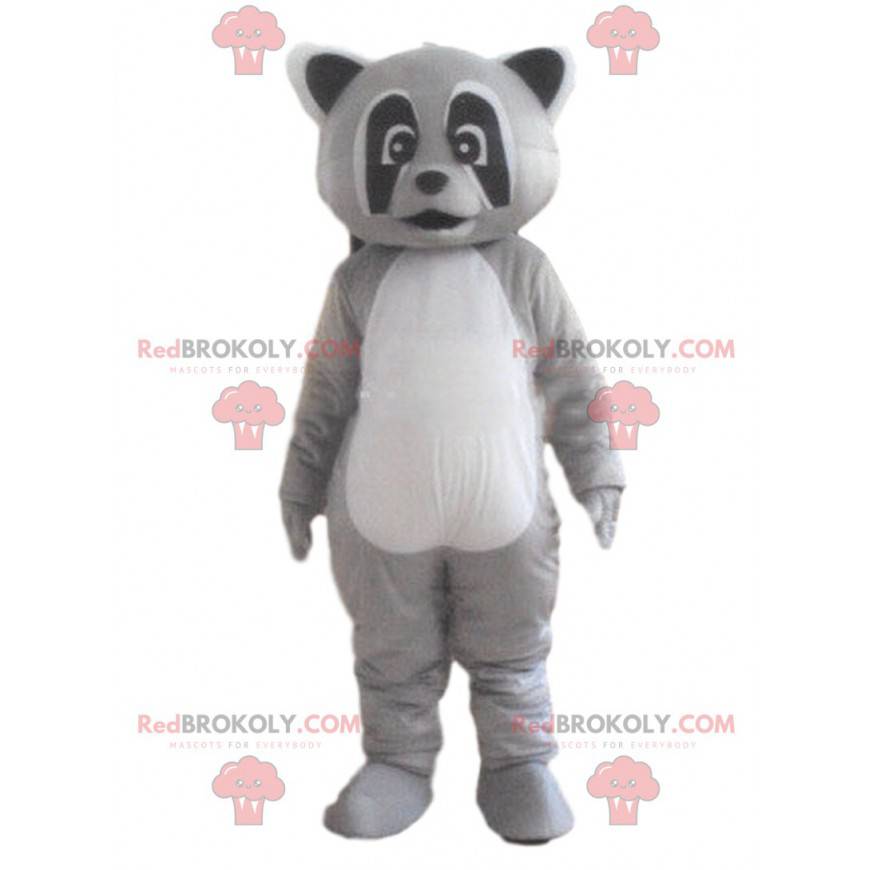 Mascota de mapache tricolor, disfraz de animal gris -