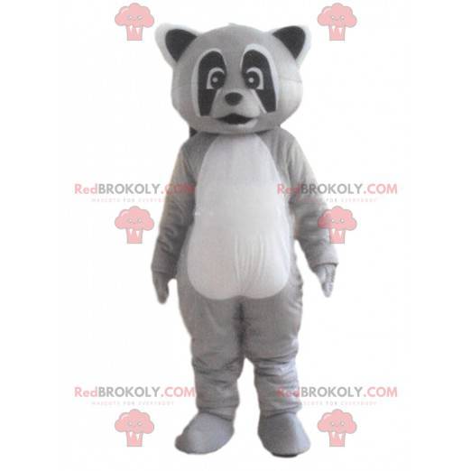 Tricolor raccoon mascot, gray animal costume - Redbrokoly.com