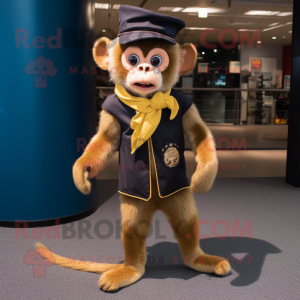 Gold Capuchin Monkey mascot costume character dressed with a Jeggings and Hats