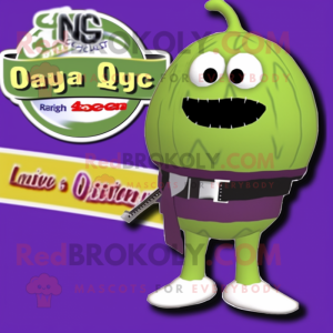 Olive Eggplant mascot costume character dressed with a One-Piece Swimsuit and Cummerbunds