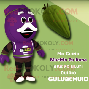 Olive Eggplant mascot costume character dressed with a One-Piece Swimsuit and Cummerbunds