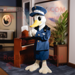 Navy Gosling mascot costume character dressed with a Jumpsuit and Hats