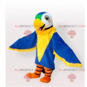 Blå, gul, grøn og hvid papegøje maskot - Redbrokoly.com