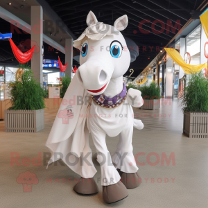 White Horseshoe mascot costume character dressed with a Blouse and Scarves