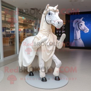 White Horseshoe mascot costume character dressed with a Blouse and Scarves