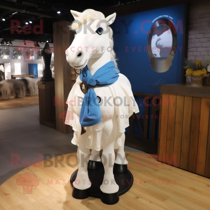 White Horseshoe mascot costume character dressed with a Blouse and Scarves White Horseshoe mascot costume character dressed with a Blouse and Scarves